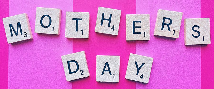 Mother's Day spelled out with wooden blocks